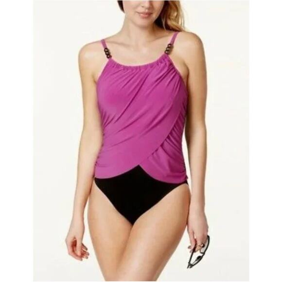 Magic Suit by Miraclesuit Swimsuit One Piece Swimwear Orchid Womens Size 12 New - Picture 1 of 15